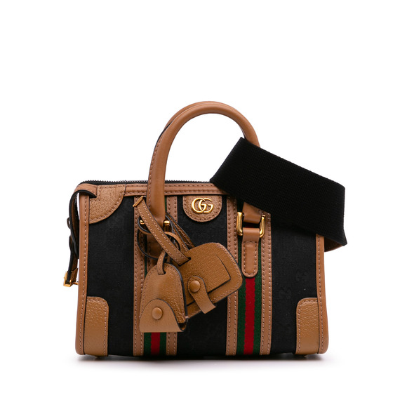 Pre-Loved Gucci Mini GG Canvas Web Bauletto Top Handle Bag - Picture 1 of 11